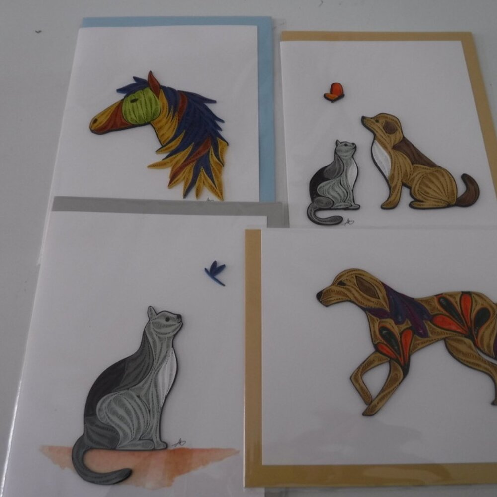 QUILL NOTE CARDS  ( 4-ANIMAL THEME)  NEW!!!!